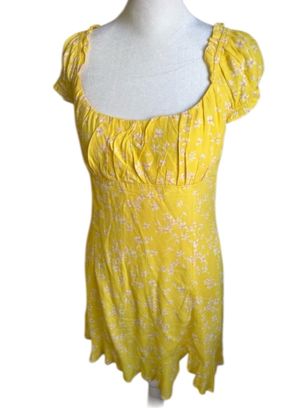 Sophie Rue Cottagecore Mini Dress Womens S Yellow Floral Milkmaid Fairycore NWT